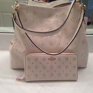 COACH PHOEBE NEW Studded Purse Wallet SET Chalk